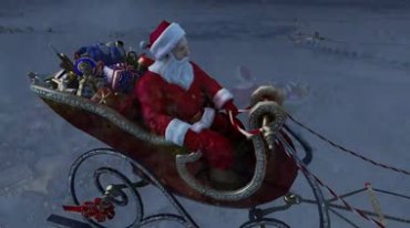 驯鹿拉雪橇圣诞老人送礼物（带圣诞音乐）视频素材