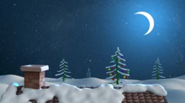 圣诞老人爬上屋顶发礼物卡通动画视频素材