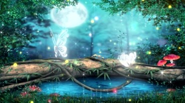 童话森林精灵粒子水晶蝴蝶背景视频素材