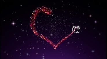 一对戒指在空中画出心形爱情表白求婚创意视频素材