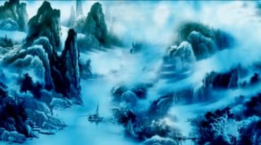 中国水墨山川云雾风景画视频素材