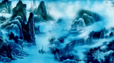 中国水墨山川云雾风景画视频素材