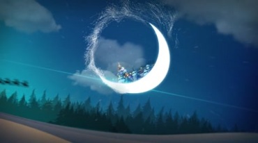 圣诞节天空月牙月亮圣诞老人驾车视频素材