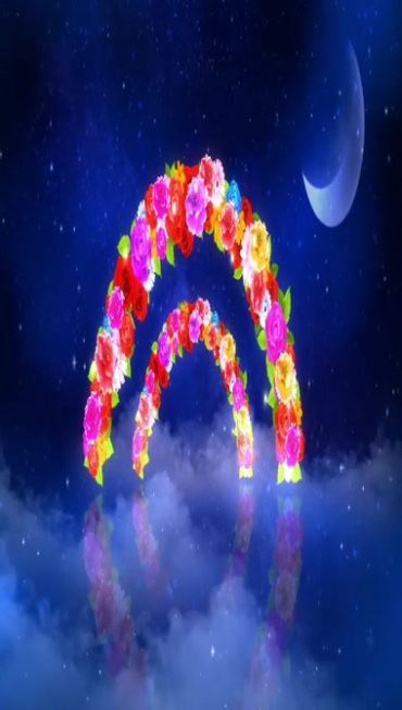 月光彩虹门花拱门竖屏特效视频素材
