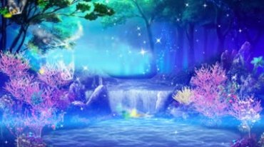 梦幻童话森林流水蝴蝶精灵粒子视频素材