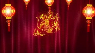 2020年鼠年金鼠贺新年祝福新春晚会开场视频素材