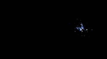 蓝色粒子水晶蝴蝶透明通道抠像后期特效视频素材