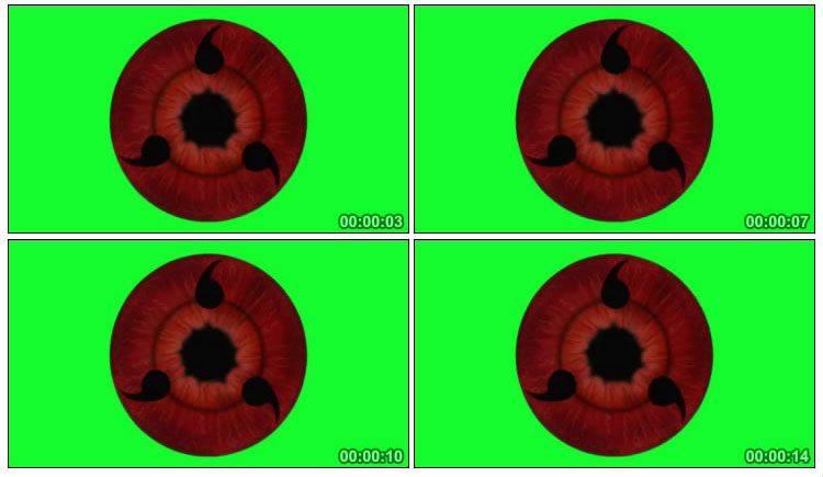 写轮眼轮回眼眼球眼珠绿屏抠像后期特效视频素材
