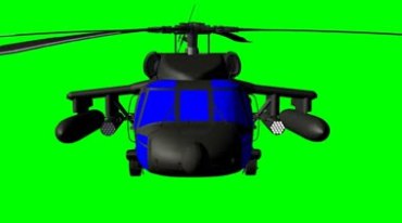 黑鹰武装直升机驾驶室绿屏背景抠像特效视频素材