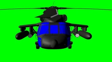 黑鹰武装直升机驾驶室绿屏背景抠像特效视频素材
