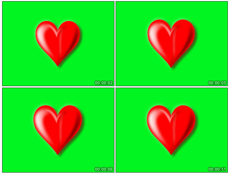 爱心红心绿屏抠像后期特效视频素材