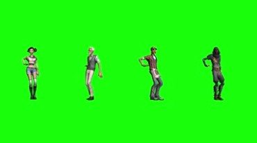卡通动漫机器人跳舞组合舞蹈绿屏抠像后期特效视频素材