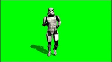 外星人穿盔甲跑步绿幕抠像特效视频素材
