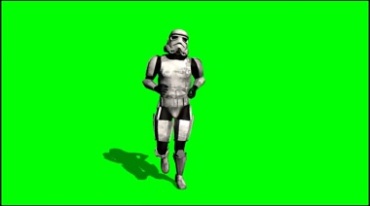 外星人穿盔甲跑步绿幕抠像特效视频素材