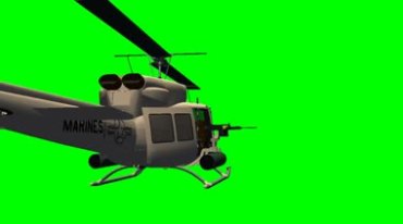 军用直升机射击火箭弹绿屏抠像后期特效视频素材
