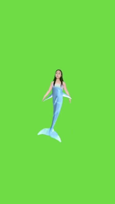 美人鱼摆动尾巴绿幕抠像后期特效视频素材