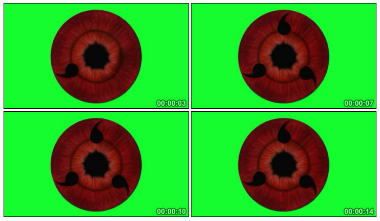 写轮眼轮回眼眼球眼珠绿屏抠像特效视频素材