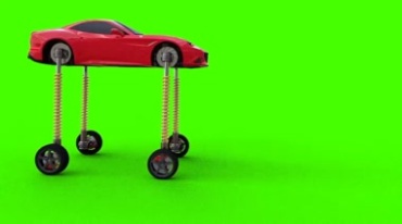 红色小汽车变形绿幕抠像后期特效视频素材
