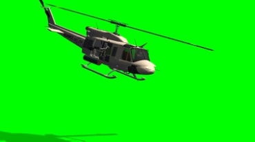 军用直升飞机飞行离场绿幕抠像后期特效视频素材
