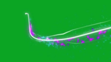 白色炫光在空中画出曲线痕迹后消散绿屏特效视频素材