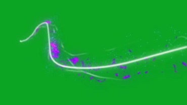白色炫光在空中画出曲线痕迹后消散绿屏特效视频素材