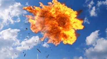 飞机在空中飞行被击毁爆炸绿幕抠像特效视频素材
