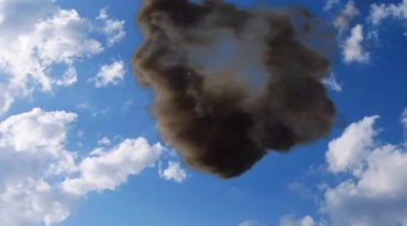 飞机在空中飞行被击毁爆炸绿幕抠像特效视频素材