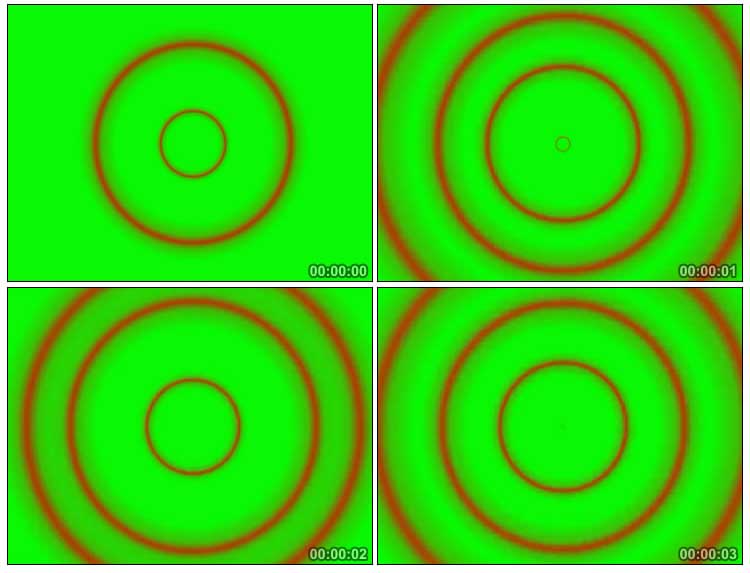红色环状放大同心圆绿屏抠像后期特效视频素材
