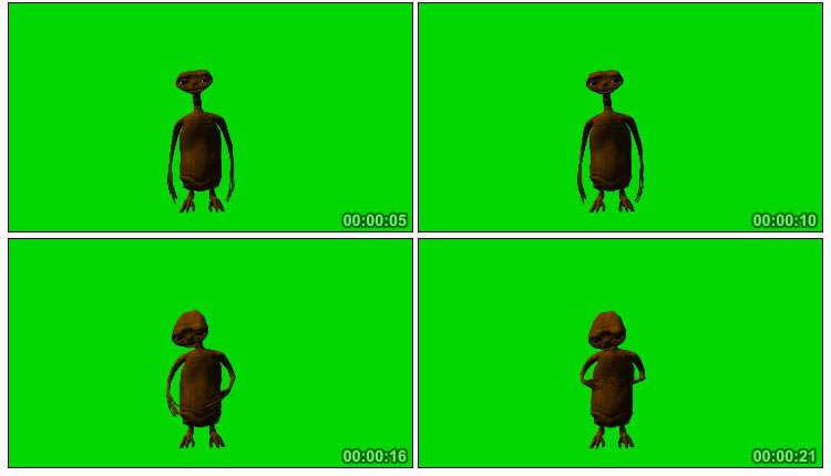 ET外星人形象绿屏抠像后期特效视频素材