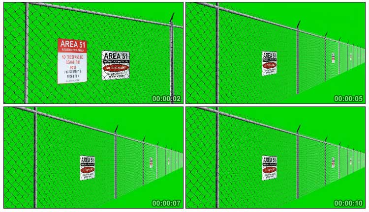 51区禁区铁丝网栅栏绿幕抠像后期特效视频素材
