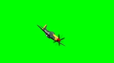 单翼战斗飞机飞过绿幕抠像后期特效视频素材