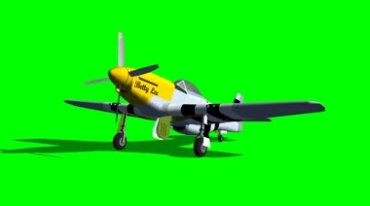 P51战斗机静态展示绿幕抠像后期特效视频素材