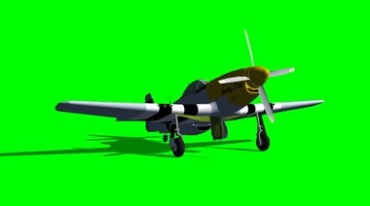 P51战斗机静态展示绿幕抠像后期特效视频素材