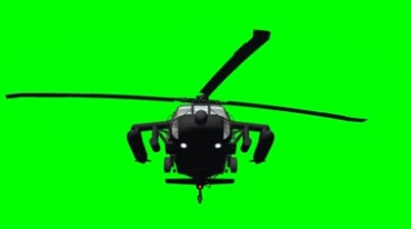 直升飞机飞行正面角度绿幕抠像后期特效视频素材