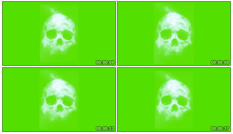 骷髅头烟雾烟效绿屏抠像后期特效视频素材