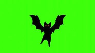 黑色蝙蝠扇动翅膀眼睛转动绿幕抠像特效视频素材