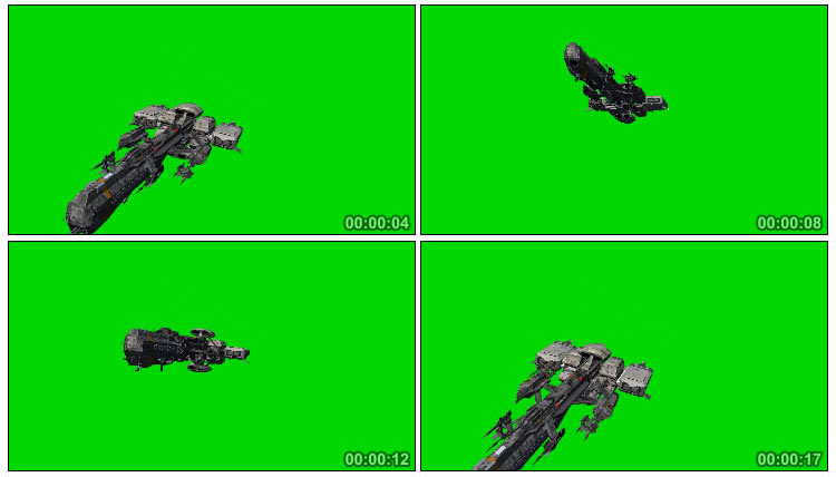 未来飞船太空战舰绿屏抠像后期特效视频素材