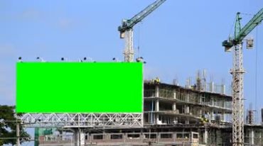 建筑工地广告牌绿色显示屏后期特效视频素材