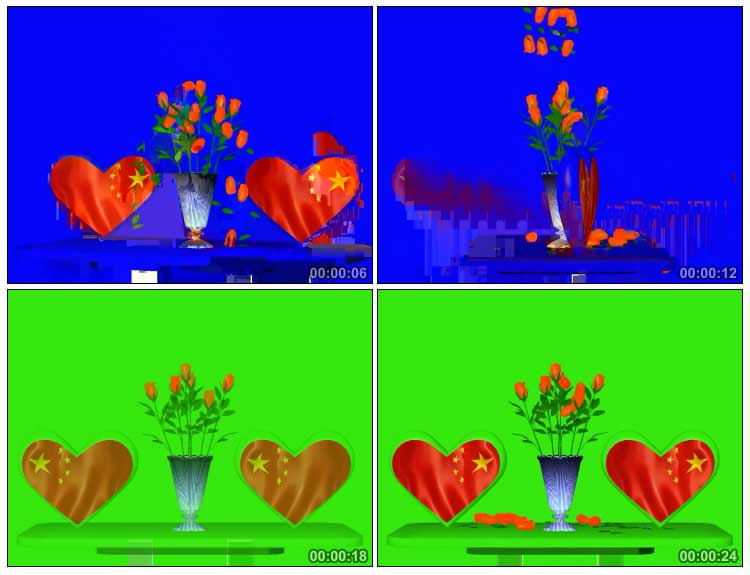 爱国心五星红旗国旗绿幕后期特效视频素材