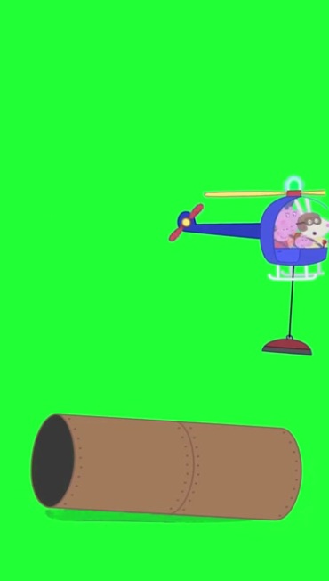 直升飞机吊装木头卡通动画绿屏抠像特效视频素材