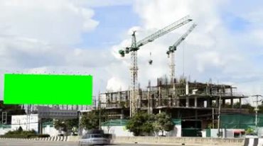 建筑工地塔吊广告牌绿布抠像后期特效视频素材