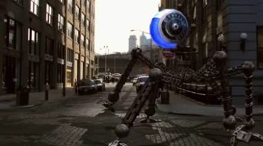 外星机器人机械生物袭击街道视频素材