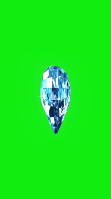 闪亮晶莹剔透爱心形状钻石绿幕抠像特效视频素材