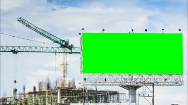 建筑工地广告牌绿色幕布抠像后期特效视频素材