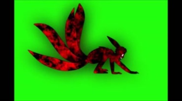 四尾狐红色狐狸绿屏抠像后期特效视频素材