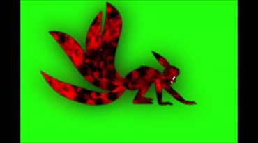 四尾狐红色狐狸绿屏抠像后期特效视频素材