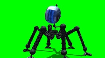 机械蜘蛛机器人绿屏抠像后期特效视频素材