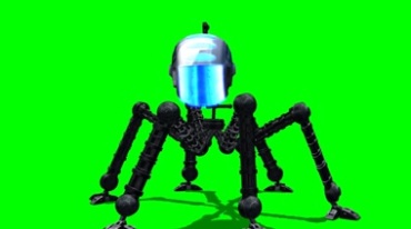 机械蜘蛛机器人绿屏抠像后期特效视频素材