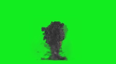 真实爆炸黑烟滚滚绿屏抠像后期特效视频素材