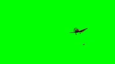 老式战斗飞机丢炸弹轰炸爆炸绿幕特效视频素材